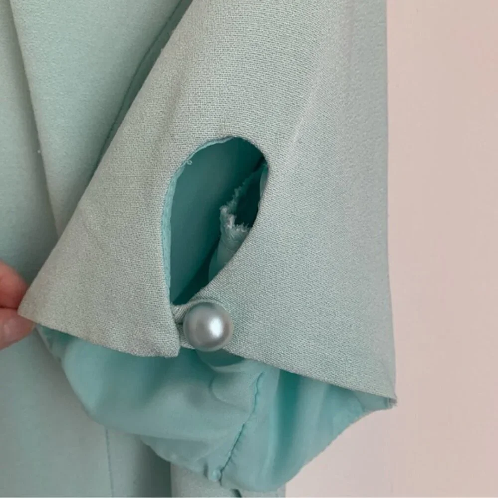 Vintage 80s Pastel Aqua Blue Skirt Suit Set